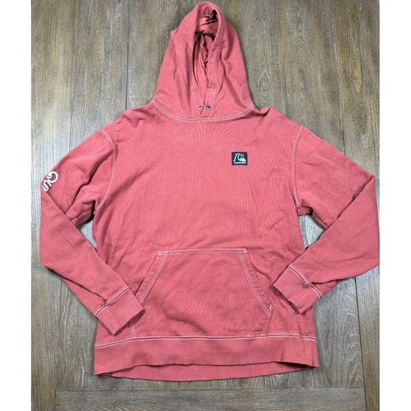 Quiksilver Other - Quiksilver Men's XL Red Garment Dyed Pullover Hoodie Surf Skate Logo 3163